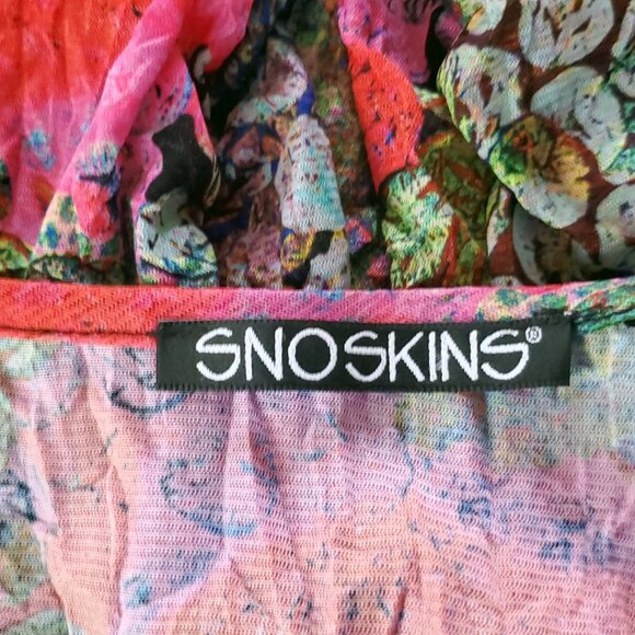 Snoskins Crinkle Mesh Top Blouse Shirt S *SEE Abstract Colorful Artsy - Picture 5 of 5
